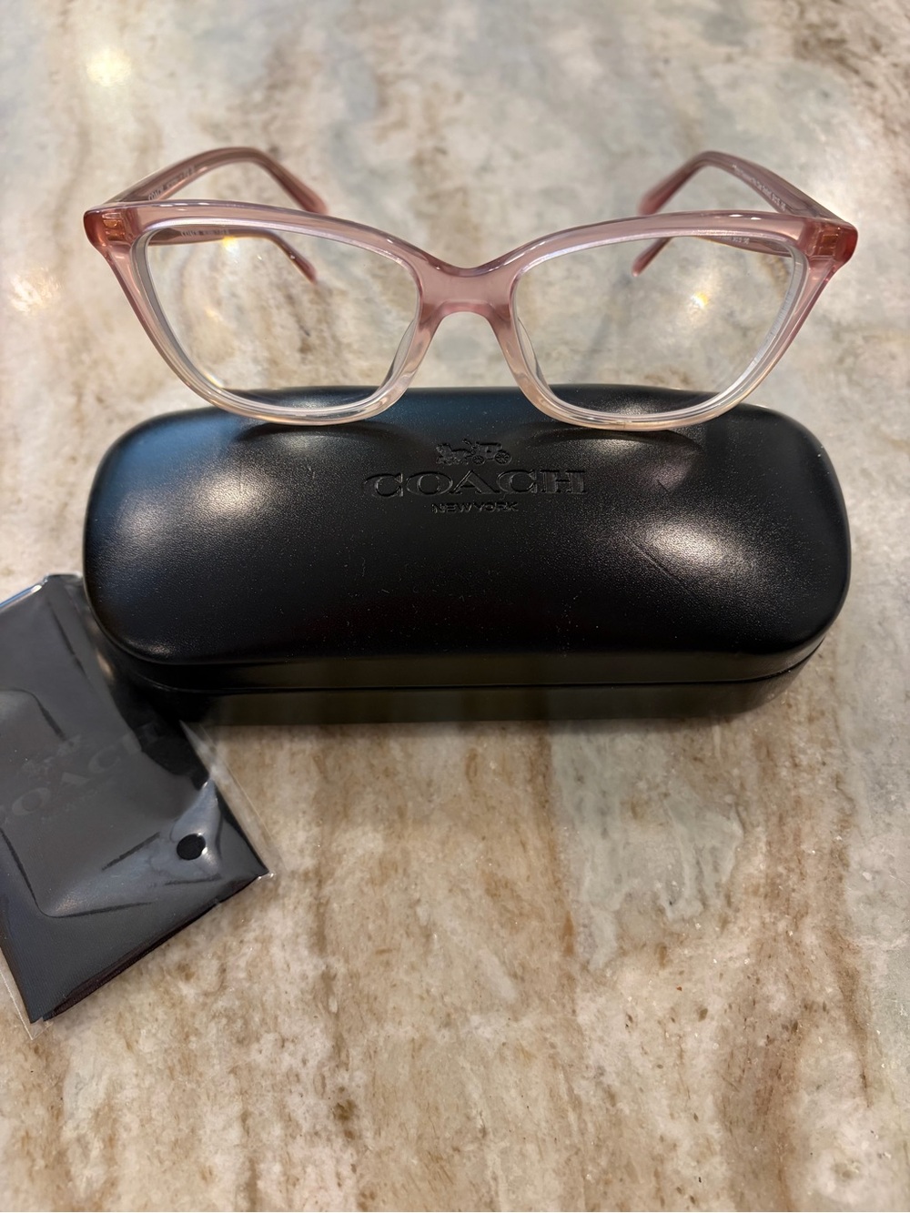 Coach Translucent Blush Cat-Eye Optical Glasses with case and cloth